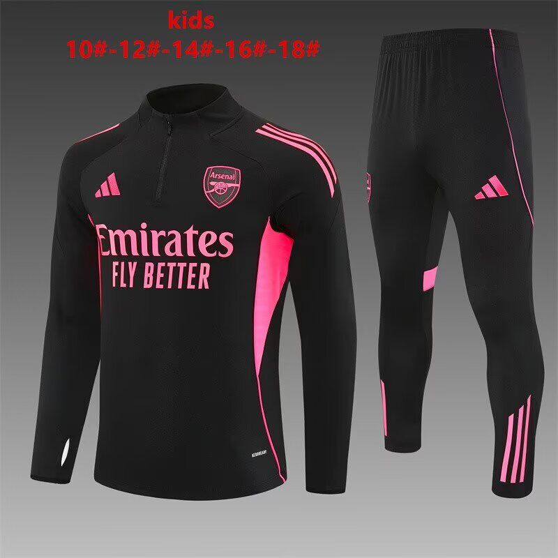Kids Arsenal 25/26 Tracksuit - Black/Pink
